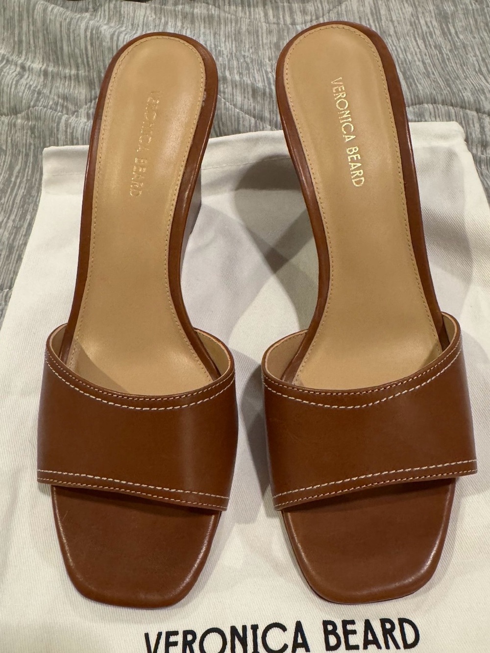 Veronica Beard Brown Ellen Wedge Sandal – Square Toe, Slip-On - Size 8 - Picture 6 of 9